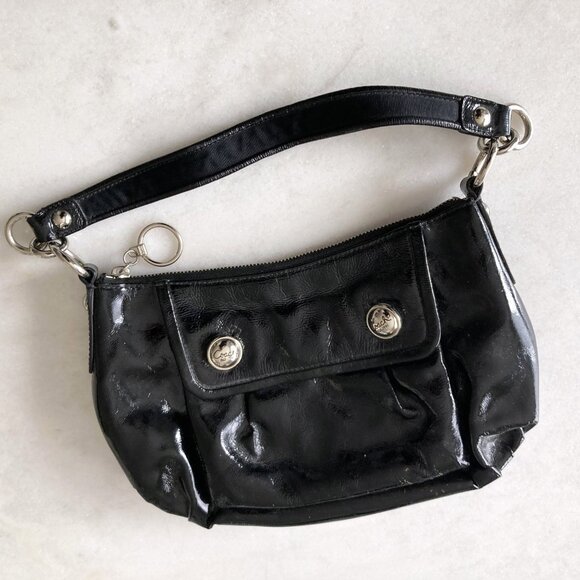 Coach black patent leather purse / shoulder bag - Picture 4 of 8